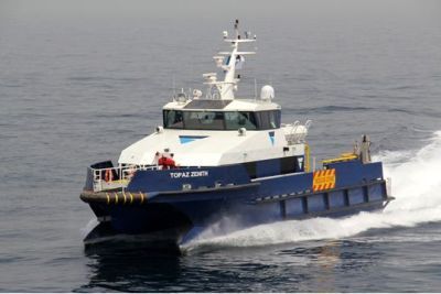 UAE: Topaz Shipbuilding Launches Innovative 27.6m Wave Piercing Catamaran Crew Boat