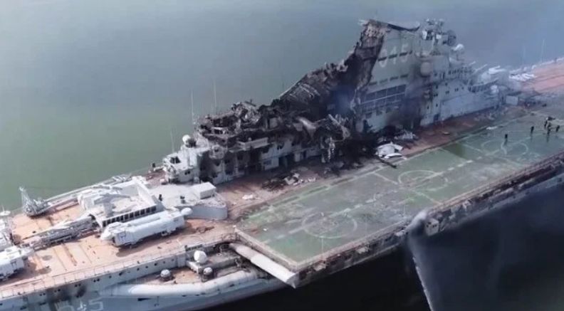 Aging Soviet Carrier Catches Fire on Yangtze