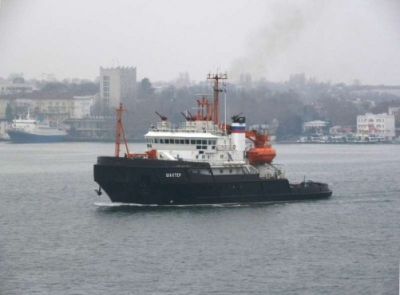 Black Sea Fleet Rescue Tug Shakhter Moors at Homebase Sevastopol