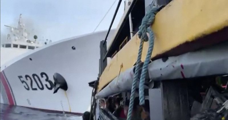 China - Philippines Vessels Collide as Water Cannons Used on Supply Mission