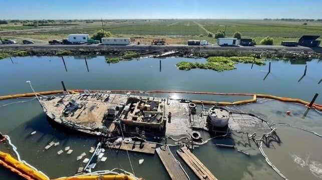 Coast Guard Contractor Removes Derelict Minesweeper From San Joaquin Delta