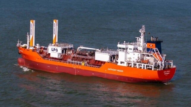 First LPG Gas Carriers Fitted with Sails for Wind-Assisted Propulsion