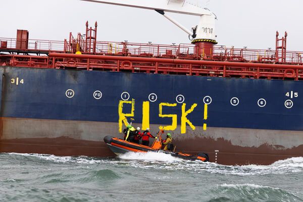 Greenpeace Tags Sanctioned Shadow Tanker Sailing off Denmark