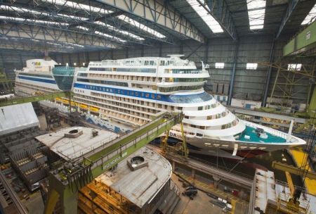 MEYER WERFT: AIDAstella Ready to Leave Dock (Germany)