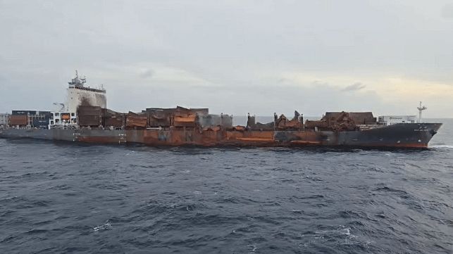 More Than a Month After Fire, Wan Hai 503 Remains Under Tow Off India