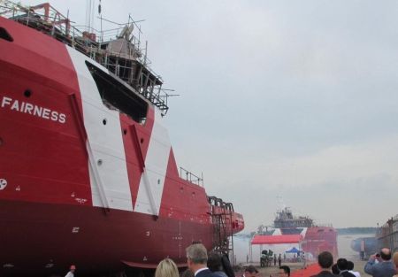 Nanjing East Star Shipbuilding Christens First Two ERRVs for Vroon Offshore