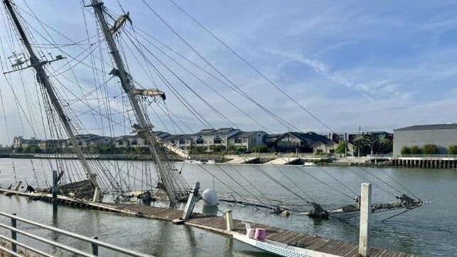 Sailing Ship Used for Ocean Research Sinks at California Dock