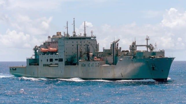 US Navy Logistics Ship Arrives in Korea for Maintenance at Hyundai Yard